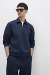 Pamuklu Regular Fit Yarım Fermuarlı Erkek Polo Yaka Sweat 0S10382-80872 LACİVERT