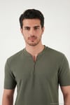 Pamuklu Regular Fit Yarım Fermuarlı Erkek T Shirt 5902653 HAKİ
