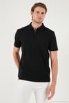 Pamuklu Regular Fit Yarım Fermuarlı Erkek Polo Yaka T Shirt 5902972 SİYAH