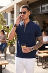 Pamuklu Regular Fit Yarım Fermuarlı Erkek T Shirt 5902653 LACİVERT