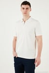 Pamuklu Regular Fit Yarım Fermuarlı Erkek Polo Yaka T Shirt 5902972 EKRU