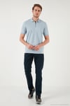 Pamuklu Regular Fit Yarım Fermuarlı Erkek Polo Yaka T Shirt 5901029 AÇIK GRİ