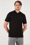 Pamuklu Regular Fit Yarım Fermuarlı Erkek Polo Yaka T Shirt 5901029 SİYAH