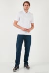 Pamuklu Regular Fit Yarım Fermuarlı Erkek Polo Yaka T Shirt 5901029 KIRIK BEYAZ