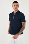 Pamuklu Regular Fit Yarım Fermuarlı Erkek T Shirt 5902653 LACİVERT