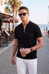 Pamuklu Regular Fit Yarım Fermuarlı Erkek T Shirt 5902653 SİYAH