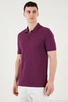 Pamuklu Regular Fit Yarım Fermuarlı Erkek Polo Yaka T Shirt 5903008 MÜRDÜM