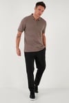 Pamuklu Regular Fit Yarım Fermuarlı Erkek Polo Yaka T Shirt 5903008 TOPRAK