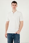 Pamuklu Regular Fit Yarım Fermuarlı Erkek Polo Yaka T Shirt 5903008 BEYAZ