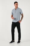 Pamuklu Regular Fit Yarım Fermuarlı Erkek T Shirt 5902653 AÇIK GRİ