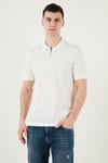 Pamuklu Regular Fit Yarım Fermuarlı Erkek Polo Yaka T Shirt 5903008 BEYAZ