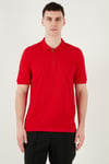 Pamuklu Regular Fit Yarım Fermuarlı Erkek Polo Yaka T Shirt 5903008 KIRMIZI