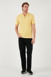 Pamuklu Regular Fit Yarım Fermuarlı Erkek Polo Yaka T Shirt 5901029 SARI
