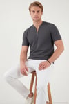 Pamuklu Regular Fit Yarım Fermuarlı Erkek T Shirt 5902653 ANTRASİT