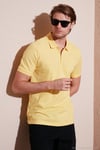 Pamuklu Regular Fit Yarım Fermuarlı Erkek Polo Yaka T Shirt 5901029 SARI