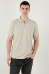 Pamuklu Regular Fit Yarım Fermuarlı Erkek Polo Yaka T Shirt 5902972 TAŞ