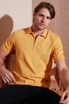 Pamuklu Regular Fit Yarım Fermuarlı Erkek Polo Yaka T Shirt 5901029 HARDAL