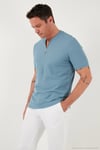 Pamuklu Regular Fit Yarım Fermuarlı Erkek T Shirt 5902653 MAVİ