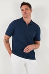 Pamuklu Regular Fit Yarım Fermuarlı Erkek Polo Yaka T Shirt 5903008 İNDİGO