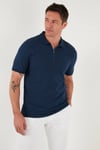 Pamuklu Regular Fit Yarım Fermuarlı Erkek Polo Yaka T Shirt 5903008 İNDİGO