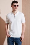 Pamuklu Regular Fit Yarım Fermuarlı Erkek Polo Yaka T Shirt 5903008 BEYAZ