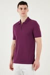 Pamuklu Regular Fit Yarım Fermuarlı Erkek Polo Yaka T Shirt 5903008 MÜRDÜM