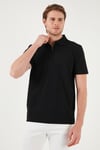 Pamuklu Regular Fit Yarım Fermuarlı Erkek Polo Yaka T Shirt 5902972 SİYAH