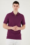Pamuklu Regular Fit Yarım Fermuarlı Erkek Polo Yaka T Shirt 5903008 MÜRDÜM