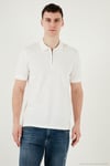 Pamuklu Regular Fit Yarım Fermuarlı Erkek Polo Yaka T Shirt 5903008 BEYAZ