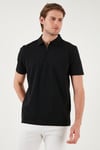Pamuklu Regular Fit Yarım Fermuarlı Erkek Polo Yaka T Shirt 5902972 SİYAH