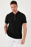 Pamuklu Regular Fit Yarım Fermuarlı Erkek T Shirt 5902653 SİYAH