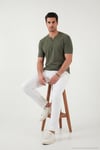 Pamuklu Regular Fit Yarım Fermuarlı Erkek T Shirt 5902653 HAKİ
