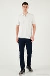 Pamuklu Regular Fit Yarım Fermuarlı Erkek Polo Yaka T Shirt 5902972 EKRU