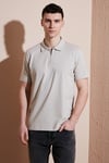 Pamuklu Regular Fit Yarım Fermuarlı Erkek Polo Yaka T Shirt 5902972 TAŞ