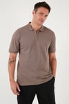 Pamuklu Regular Fit Yarım Fermuarlı Erkek Polo Yaka T Shirt 5903008 TOPRAK