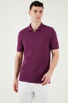 Pamuklu Regular Fit Yarım Fermuarlı Erkek Polo Yaka T Shirt 5903008 MÜRDÜM