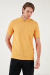 Pamuklu Regular Fit Yarım Fermuarlı Erkek Polo Yaka T Shirt 5901029 HARDAL