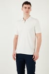 Pamuklu Regular Fit Yarım Fermuarlı Erkek Polo Yaka T Shirt 5902972 EKRU