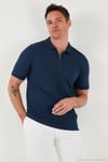 Pamuklu Regular Fit Yarım Fermuarlı Erkek Polo Yaka T Shirt 5903008 İNDİGO
