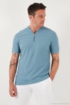 Pamuklu Regular Fit Yarım Fermuarlı Erkek T Shirt 5902653 MAVİ