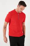 Pamuklu Regular Fit Yarım Fermuarlı Erkek T Shirt 5902653 KIRMIZI