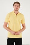 Pamuklu Regular Fit Yarım Fermuarlı Erkek Polo Yaka T Shirt 5901029 SARI