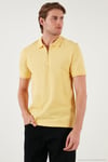 Pamuklu Regular Fit Yarım Fermuarlı Erkek Polo Yaka T Shirt 5901029 SARI