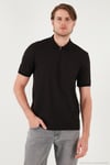 Pamuklu Regular Fit Yarım Fermuarlı Erkek Polo Yaka T Shirt 5901029 SİYAH