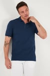 Pamuklu Regular Fit Yarım Fermuarlı Erkek Polo Yaka T Shirt 5903008 İNDİGO