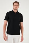 Pamuklu Regular Fit Yarım Fermuarlı Erkek Polo Yaka T Shirt 5902972 SİYAH