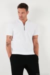 Pamuklu Regular Fit Yarım Fermuarlı Kolej Yaka 3'lü Paket Erkek T Shirt 5902653S3 Mavi-Siyah-Beyaz