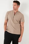 Pamuklu Regular Fit Yarım Fermuarlı Kolej Yaka 3'lü Paket Erkek T Shirt 5902653S3 Vizon-Haki-Mavi