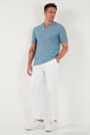 Pamuklu Regular Fit Yarım Fermuarlı Kolej Yaka 3'lü Paket Erkek T Shirt 5902653S3 Mavi-Siyah-Beyaz