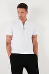 Pamuklu Regular Fit Yarım Fermuarlı Kolej Yaka 3'lü Paket Erkek T Shirt 5902653S3 Siyah-Beyaz-Açık Haki